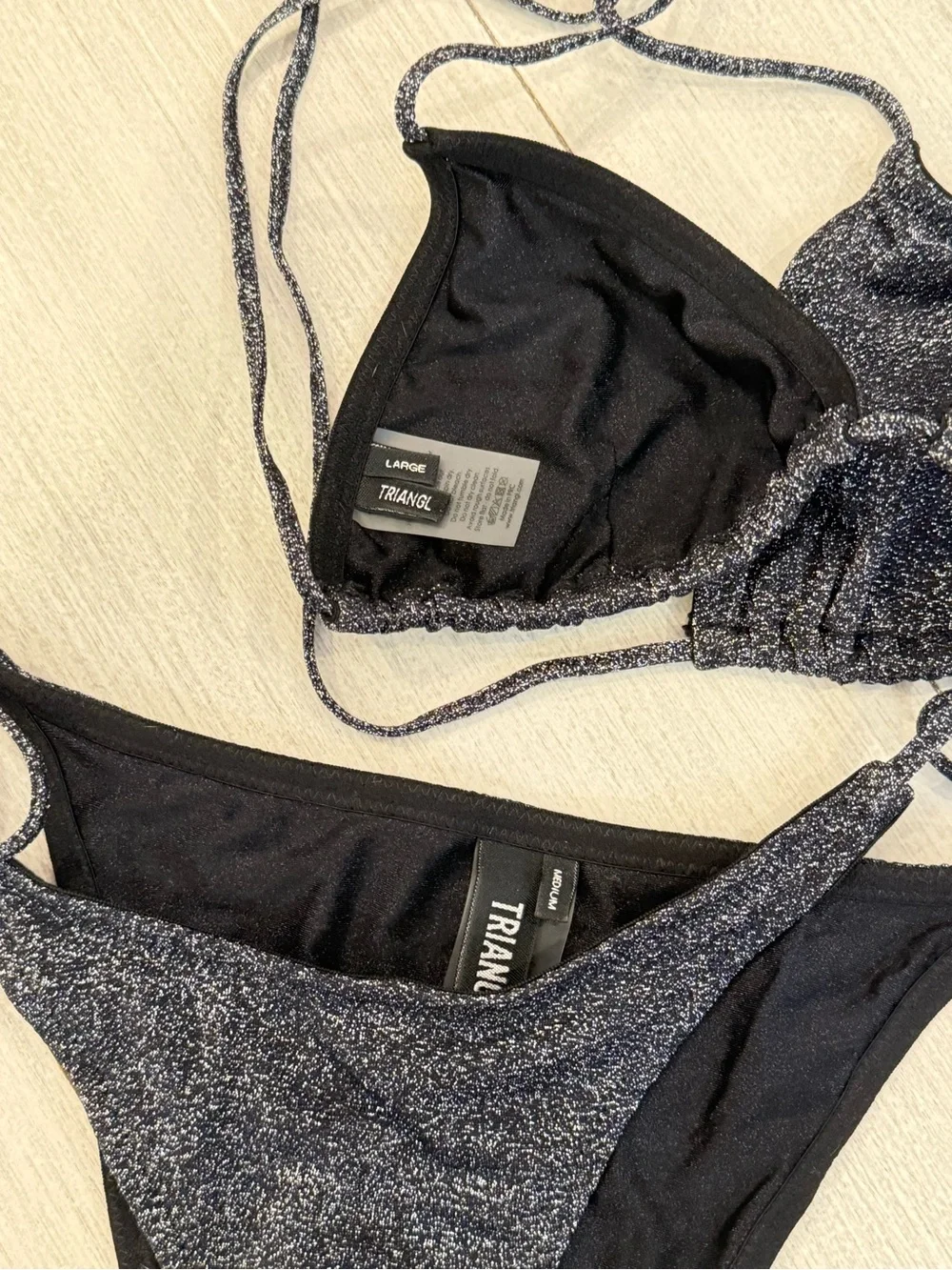 triangl swimwear Black and Silver Sparkle Bikini Set